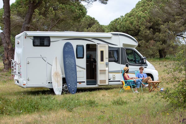 Couple RV camping