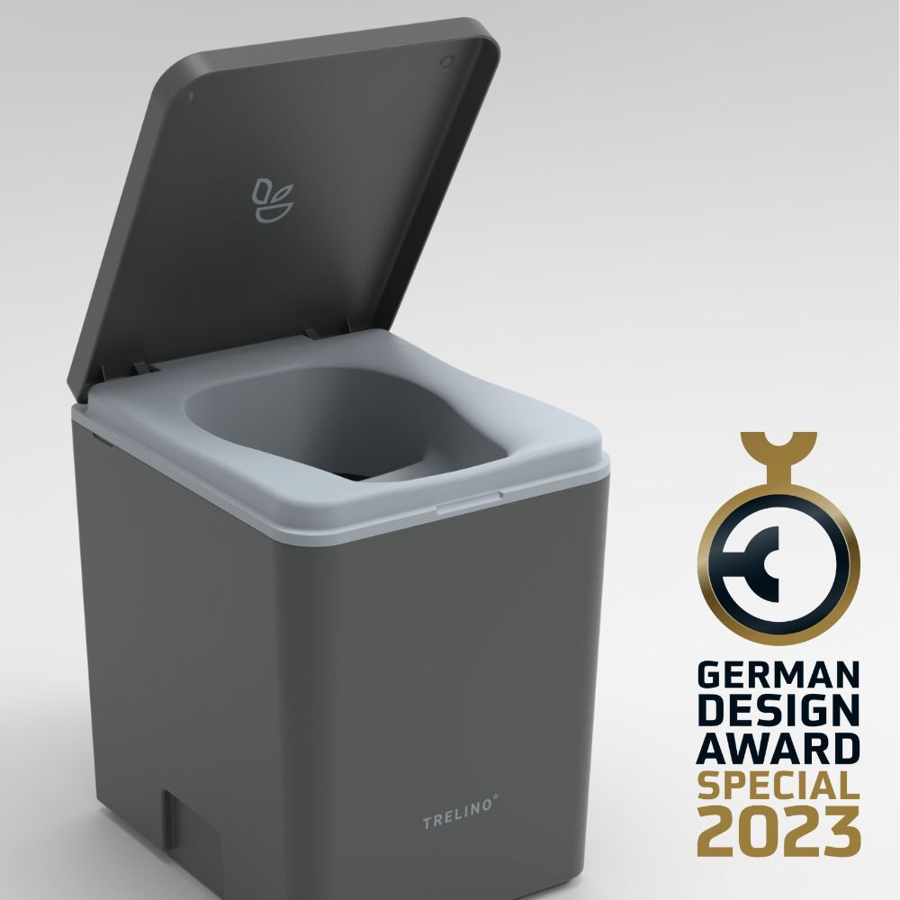 Evo L in dark gray open lid German Design Award