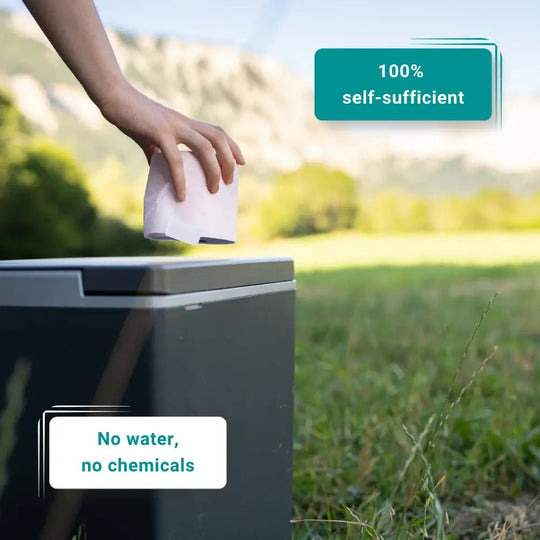 Camping toilet with toilet paper, no water no chemicals