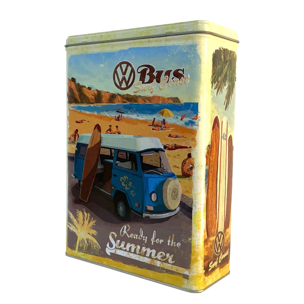 Tin litter box with VW retro design diagonal view
