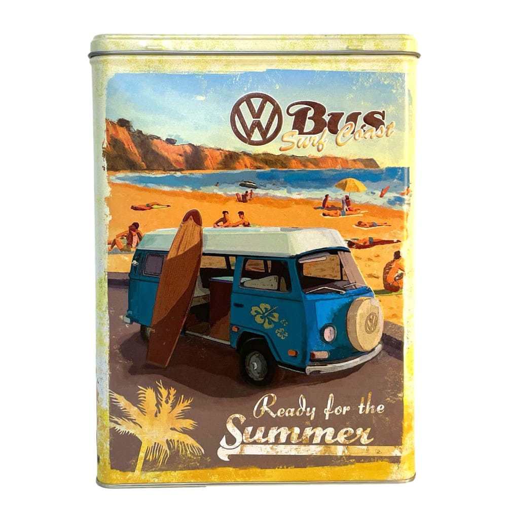 Tin litter box with VW retro design front view